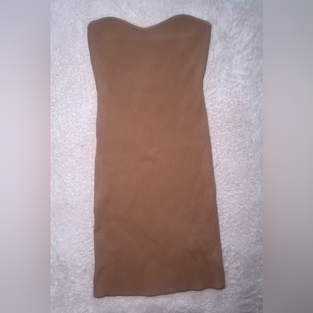 Forever 21 Tan Ribbed Knit Dress